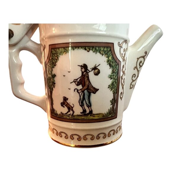 Vtg Aurora Ceramiche Made Italy Porcelain Teapot Hinged Lid & Gold Trim 4.5" Tal - Picture 8 of 9